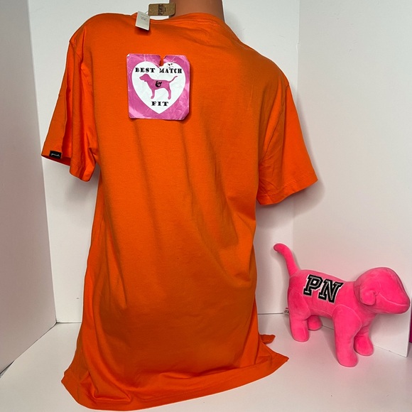 Victoria’s Secret PINK L 100% Cotton Logo T-shirt Crewneck Super Soft Orange - Picture 2 of 2